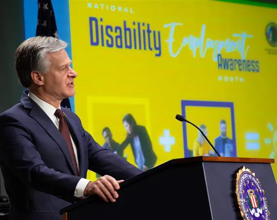FBI Director Christopher Wray speaks at a National Disability Employment Awareness Month Event