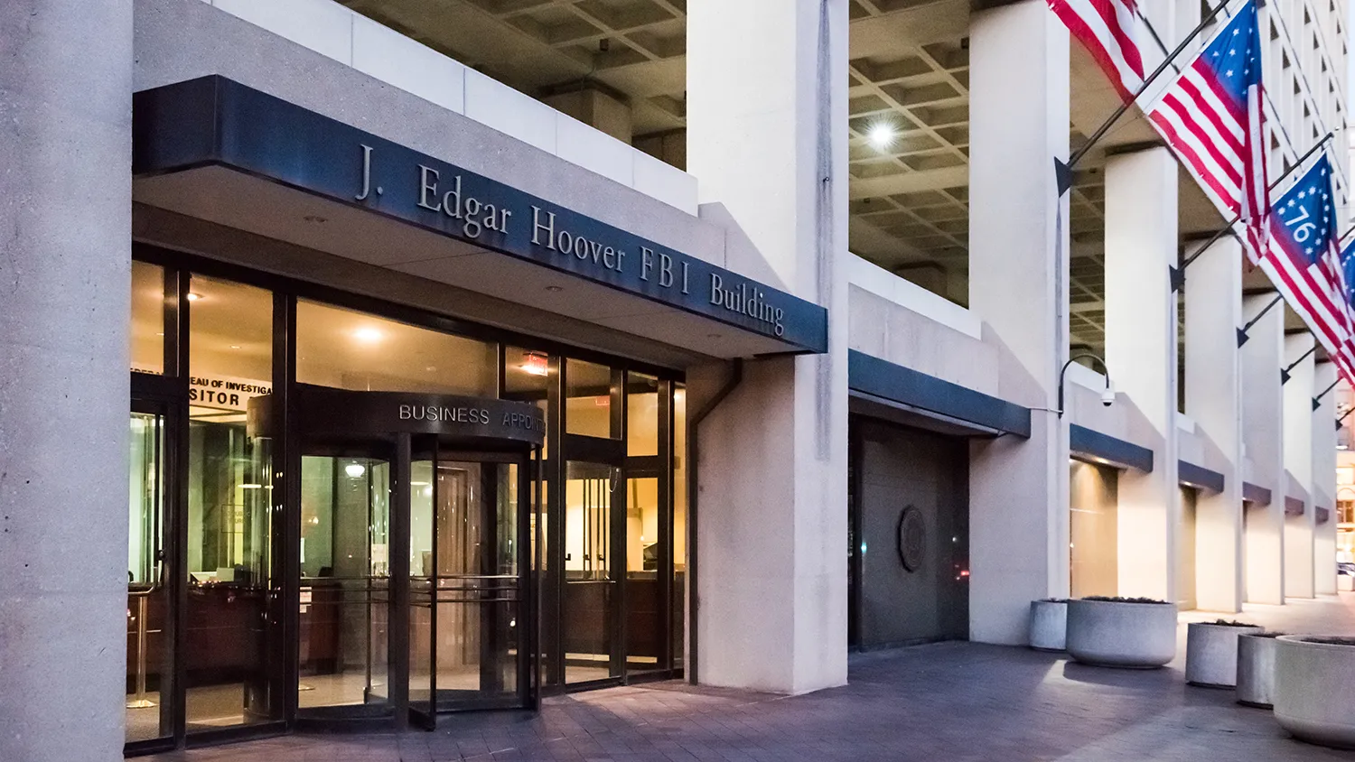 Entrance to FBI headquarters in Washington, DC