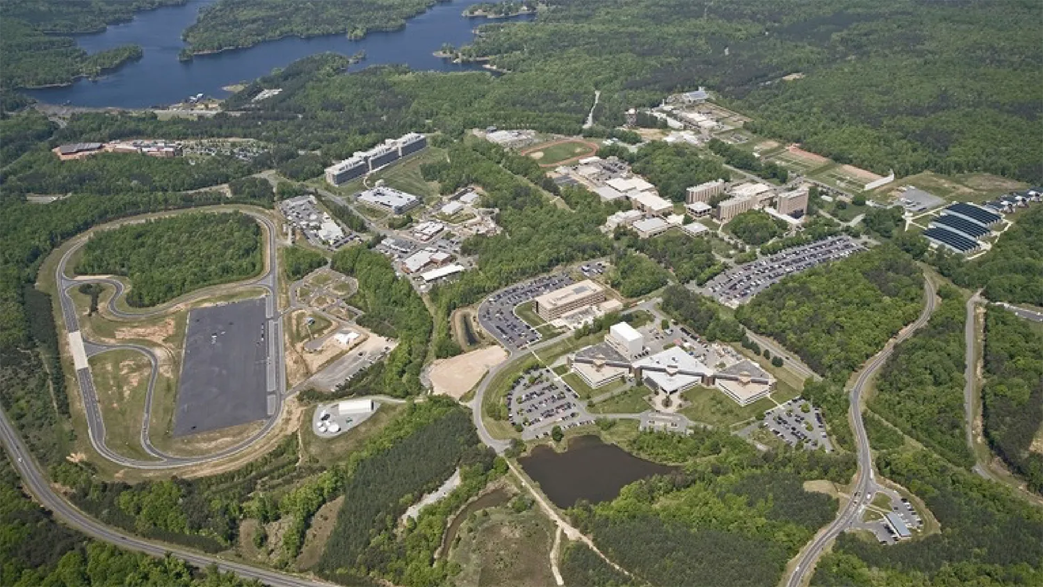 Aerial view of the FBI Campus at Quantico, Virginia.
